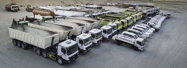 A fleet for plant equipment and transport services in Habshan.